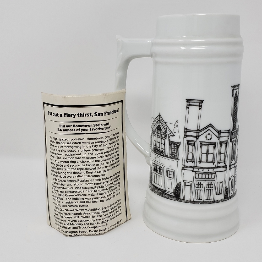 VINTAGE HOMETOWN STEIN SAN FRANCISCO FIREHOUSES BEER MARY PAT ANDREA 1983